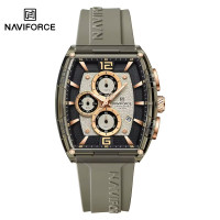 NAVIFORCE NF6101 Silicone Strap Casual Fashion Outdoor Sports Luminous Chronograph Dial Quartz Watch For Men - RoseGold & Grey